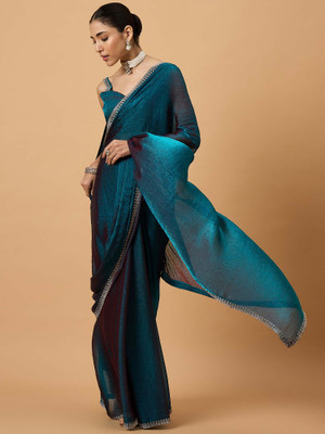 Sareemall Embellished Bollywood Chiffon Saree(Blue)
