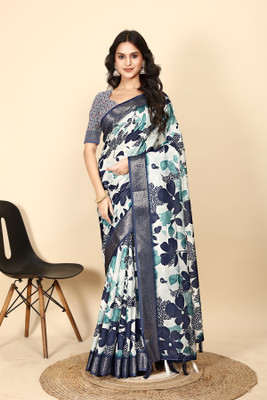 AA ONE ENTERPRISE Digital Print Bollywood Cotton Blend Saree(Blue)