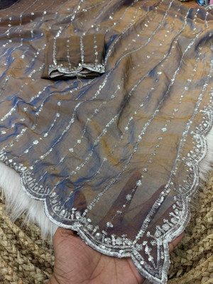 bhavika silk mills Embroidered Bollywood Georgette Saree(Purple)