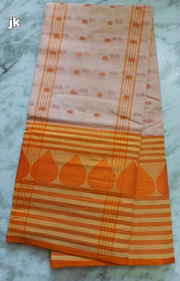 J KunduHouse Woven Tant Pure Cotton Saree(Cream)