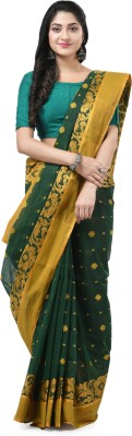 Desh Bidesh Embellished Handloom Handloom Cotton Blend, Pure Cotton Saree(Green)