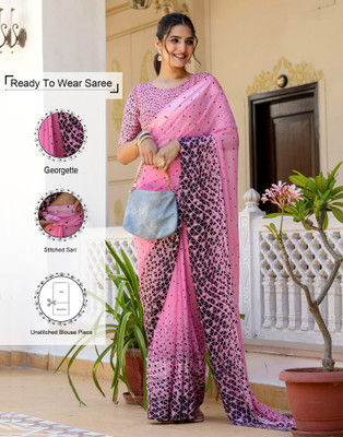 Samah Printed Bollywood Georgette Saree(Pink)