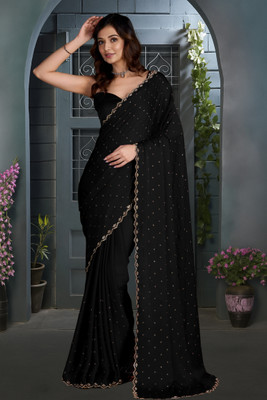 Anjani Textile Embellished Bollywood Tussar Silk Saree(Black)
