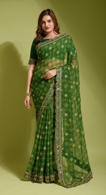 Divastri Printed Bollywood Georgette Saree(Green)