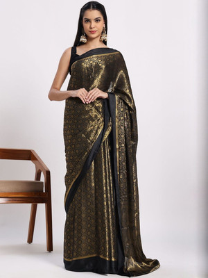 Sangria Woven Daily Wear Silk Blend Saree(Black)