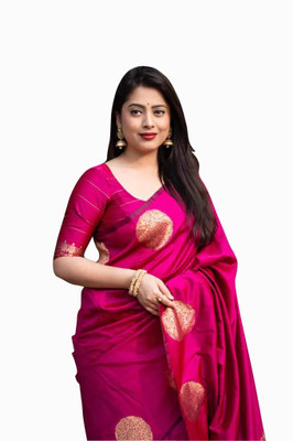 LAVISHBOI Solid/Plain Saree with Attached Blouse Art Silk Saree(Multicolor)