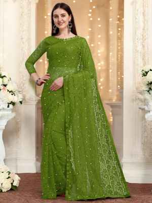 NORAFLEXx Printed Bollywood Brasso Saree(Green)
