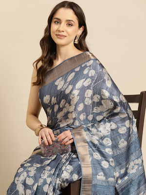 Divastri Digital Print Bollywood Silk Blend Saree(Blue)