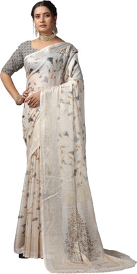 nirmal creation Printed Bollywood Chiffon Saree(Grey)