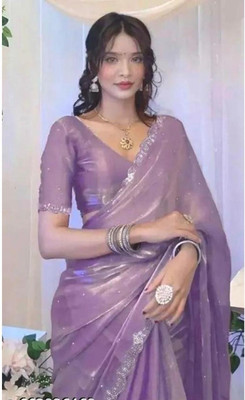 Sonali Fashion Embellished Bollywood Organza Saree(Purple)