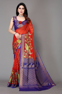 Fancy Fab Self Design Bollywood Brasso Saree(Red)