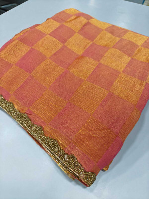 Vragi Embellished Bollywood Chiffon Saree(Orange)