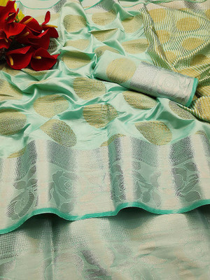 Divastri Printed, Woven Banarasi Art Silk Saree(Green)