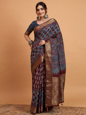 Sareemall Printed Chinnalapattu Viscose Rayon Saree(Maroon)