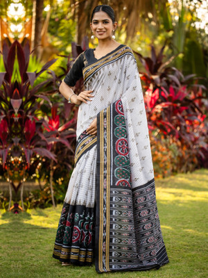Anouk Rustic Printed Ikkat Silk Blend Saree(Multicolor)
