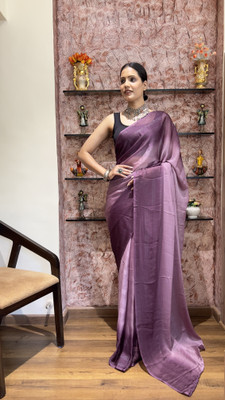 Bansari Textiles Self Design Bollywood Cotton Jute, Silk Blend Saree(Purple)
