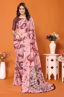 YASHIKA Printed, Striped Bollywood Georgette Saree(Purple)