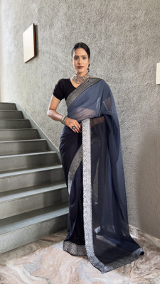 SICHYAH Ombre, Solid/Plain Bollywood Georgette Saree(Grey)