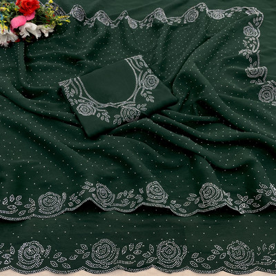 SHUBHDRASHTI NX Embellished Bollywood Organza Saree(Green)