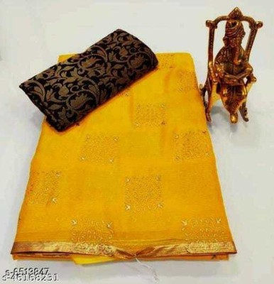 Vrise Life Style Embellished Daily Wear Chiffon Saree(Yellow)