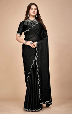 LOBACOVA Self Design Bollywood Georgette Saree(Black)