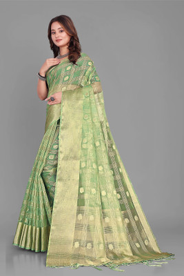 Aarunika SBT Solid/Plain Bollywood Organza Saree(Light Green)
