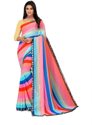 HouseOfCommon Printed, Digital Print Leheria Georgette Saree(Multicolor)