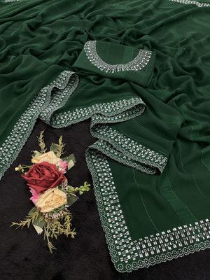 SHUBHDRASHTI NX Embellished Bollywood Georgette Saree(Green)