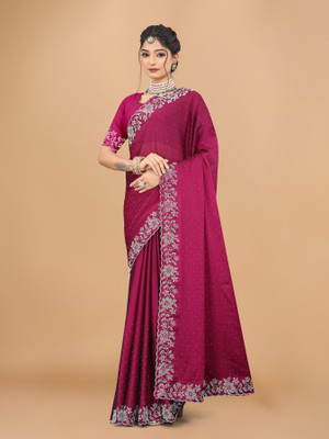 DRIZOMIZ Self Design Bollywood Chiffon Saree(Pink)