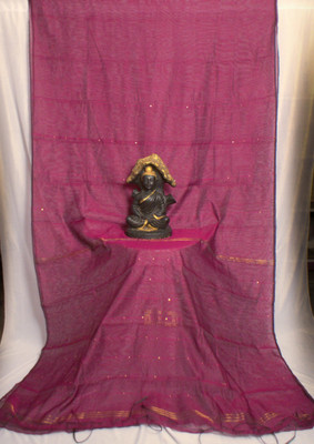 SOI Solid/Plain Handloom Cotton Silk Saree(Magenta)