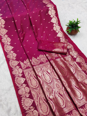 DRAVYA WOMEN Woven Banarasi Jacquard, Pure Silk Saree(Pink)