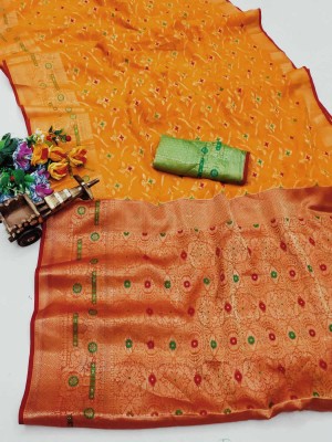 ASHTA Self Design Kanjivaram Pure Cotton, Cotton Silk Saree(Orange)