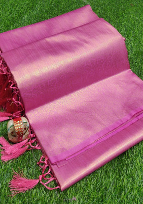 Charmi Fashion Woven Kanjivaram Pure Silk Saree(Pink)