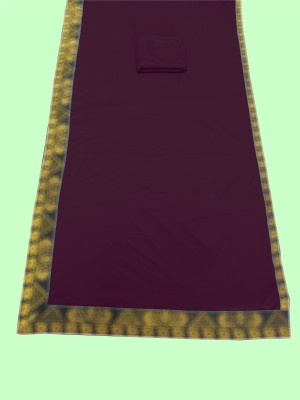 Chhavi Fashion Solid/Plain Banarasi Lycra Blend, Chiffon Saree(Purple)