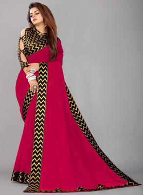 Georgette Saree Solid/Plain Bollywood Georgette Saree(Pink)