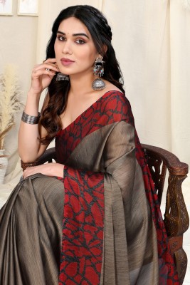 MIRCHI FASHION Printed, Geometric Print Daily Wear Chiffon, Georgette Saree(Beige, Red)