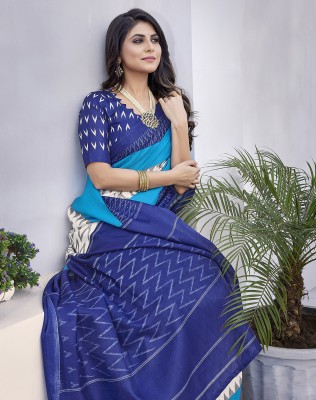 YASHIKA Printed Mysore Art Silk Saree(Blue)