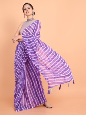 Divastri Woven, Solid/Plain, Striped, Embellished Daily Wear Georgette Saree(Purple)