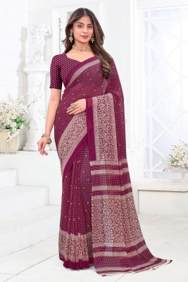 Emv Everymoment Vouge Printed Daily Wear Chiffon Saree(Purple)