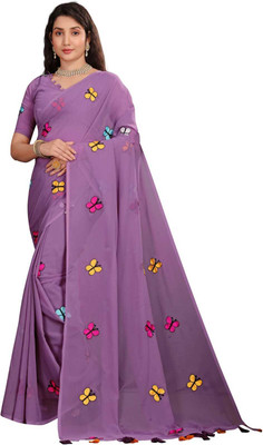 RAGISHA ENTERPRISE Embroidered Daily Wear Georgette Saree(Purple)