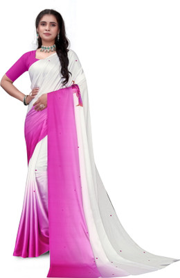 Pemal Designer Digital Print Bollywood Crepe Saree(White)