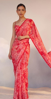 ZARISTACREATION Digital Print Bollywood Dupion Silk Saree(Red)