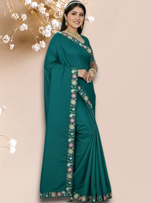 Shree Ambey Self Design Bollywood Georgette Saree(Green)