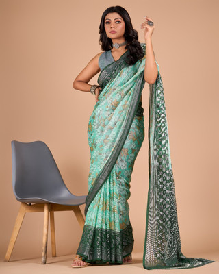 nirmal creation Printed Bollywood Chiffon Saree(Multicolor)