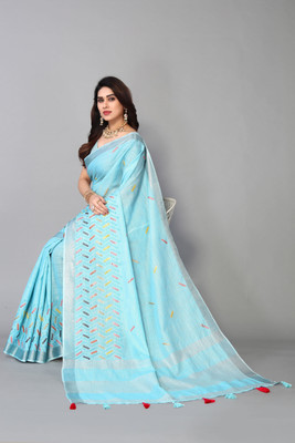 nirmal creation Digital Print Bollywood Cotton Linen Saree(Multicolor)