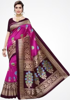 Suntex Printed Mysore Pure Silk Saree(Pink)