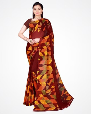 Suntex Printed Daily Wear Georgette Saree(Maroon)