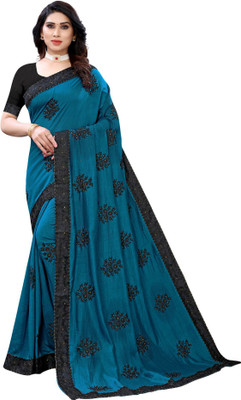 GOLDOLL FAB Embroidered Bollywood Georgette Saree(Light Blue)
