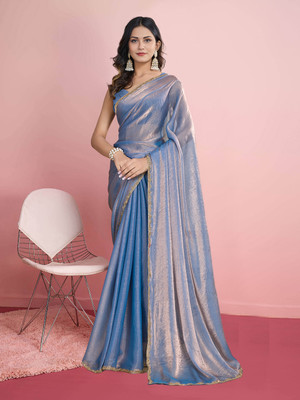 Snija Fashion Solid/Plain Bollywood Chiffon Saree(Light Green)