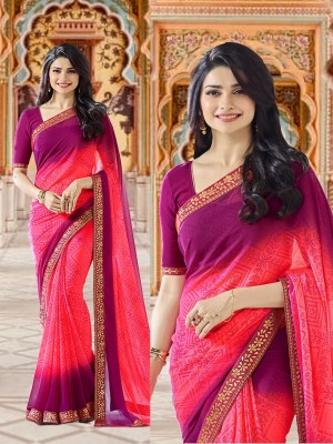 Goripati Fashion Floral Print Daily Wear Georgette Saree(Pink)